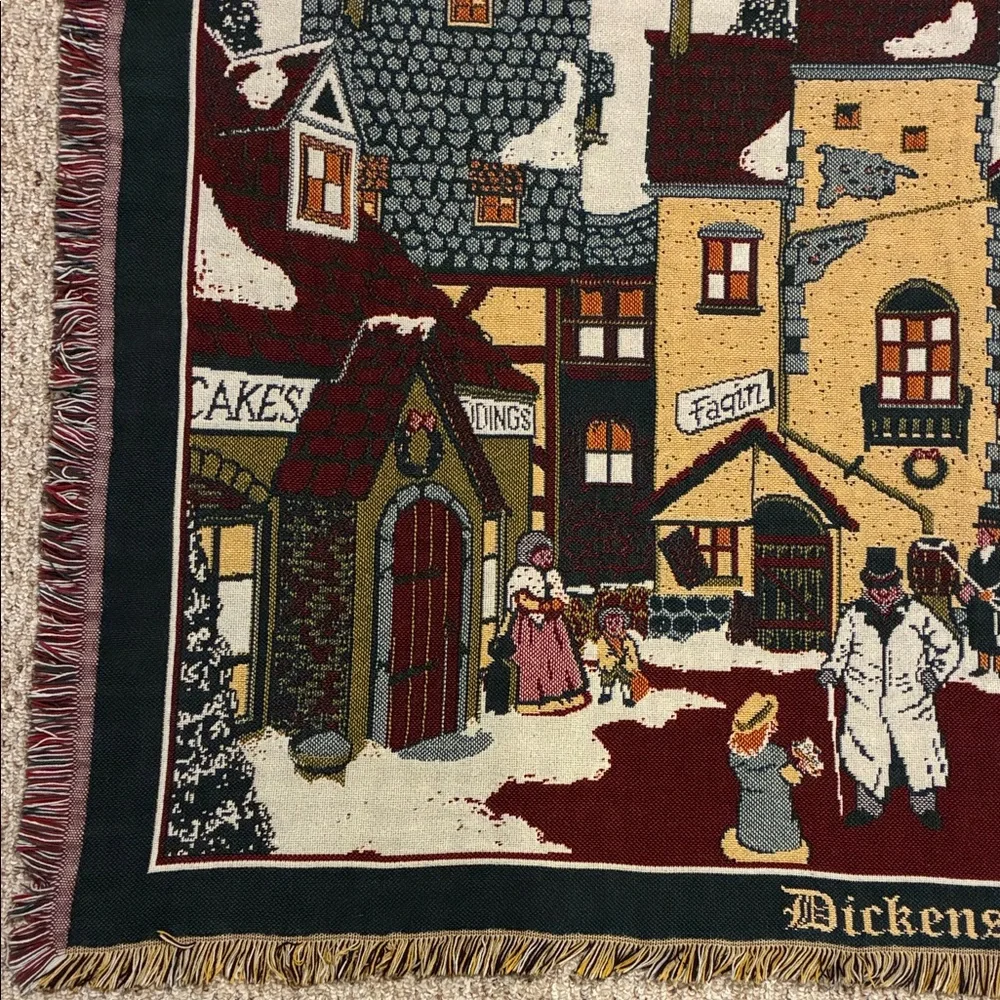 Vintage Goodwin Weavers Dickens’ Villlage Series Woven Throw